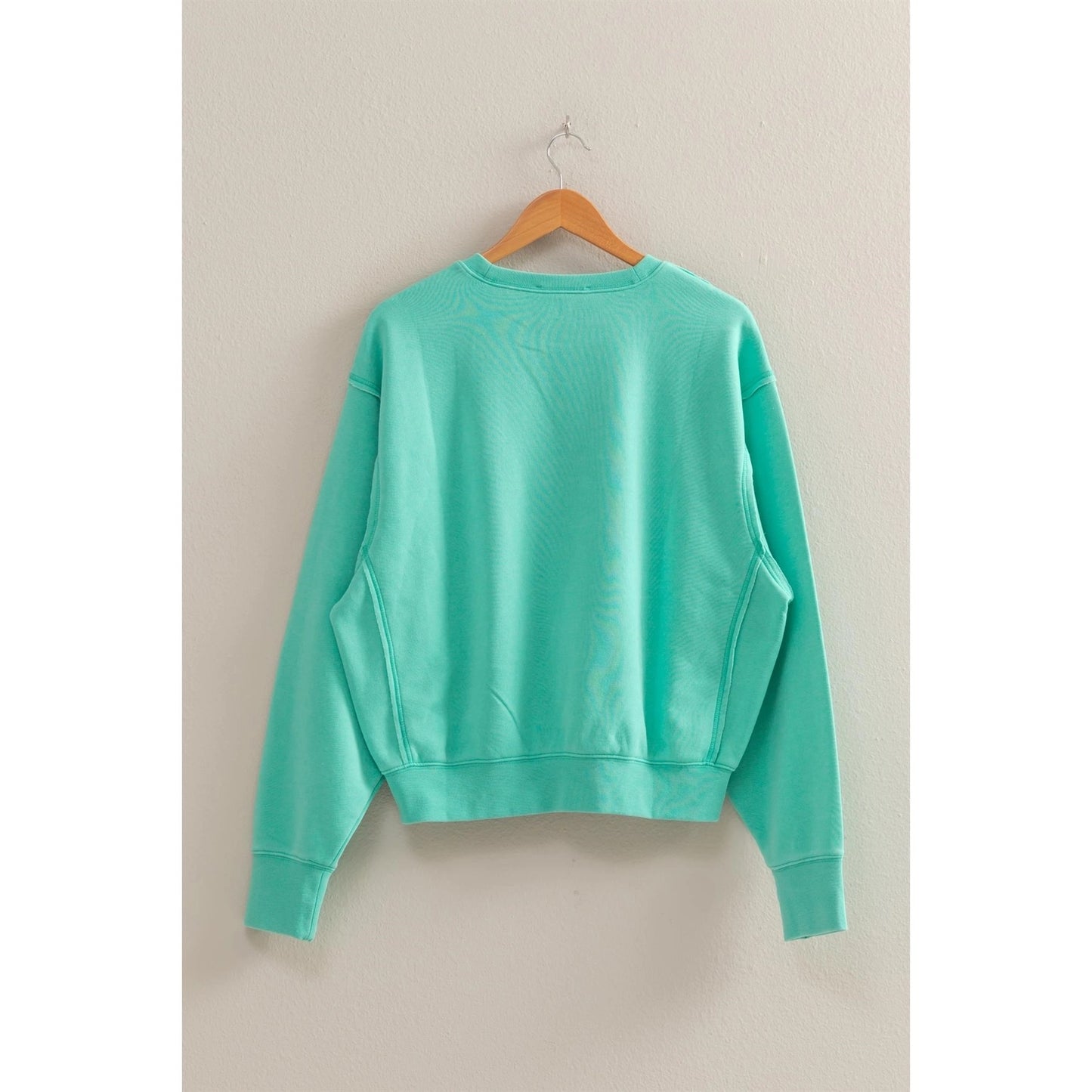 {TURQUOISE} Plain Seam Detail Sweatshirt