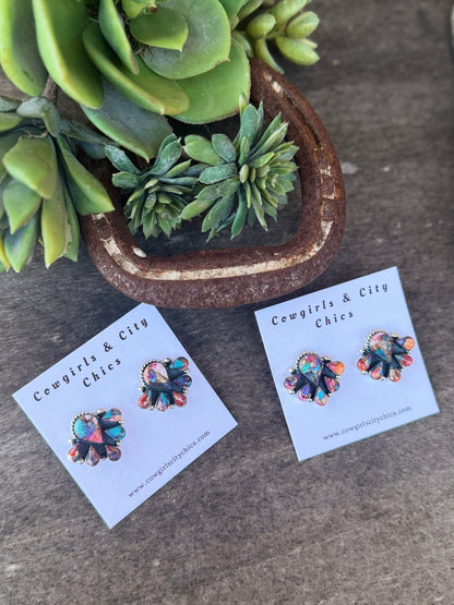 Dahlia Cluster Post Earrings - Cowgirls & City Chics