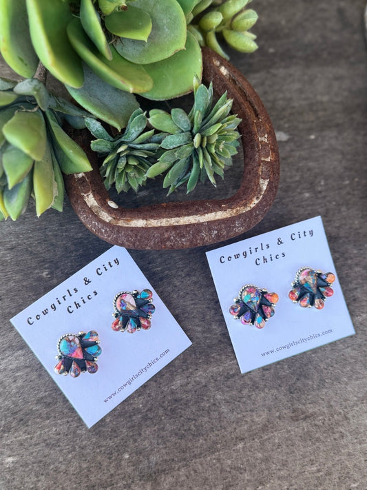 Dahlia Cluster Post Earrings - Cowgirls & City Chics