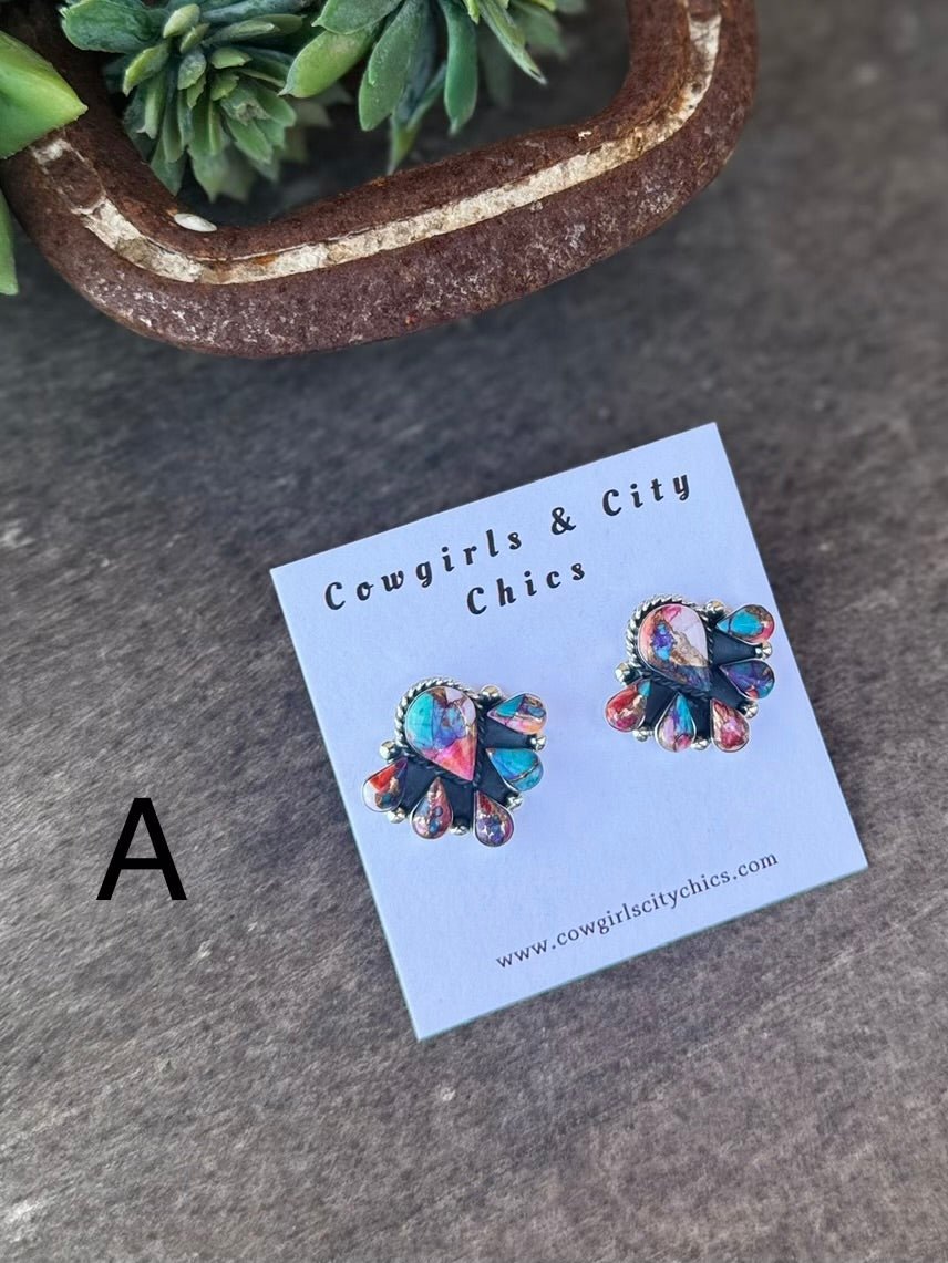 Dahlia Cluster Post Earrings - Cowgirls & City Chics