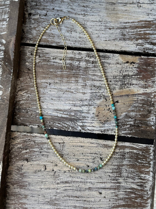 {Daisy} Kingman & Gold Necklace - Cowgirls & City Chics