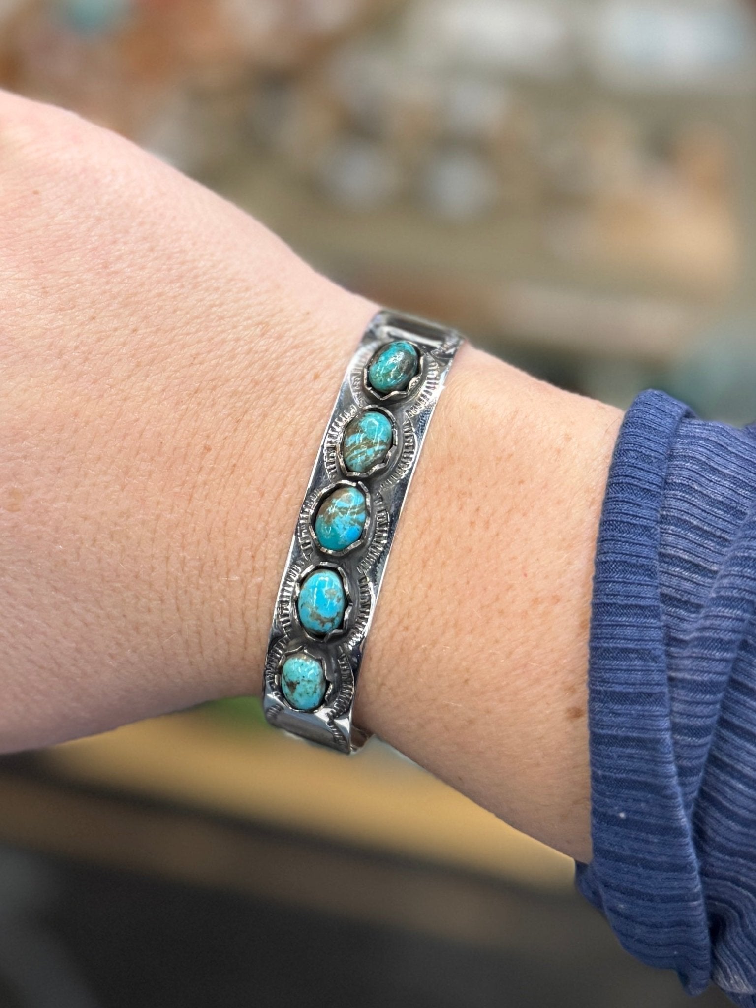 {Delta} 5 Stone Turquoise Cuff - Cowgirls & City Chics