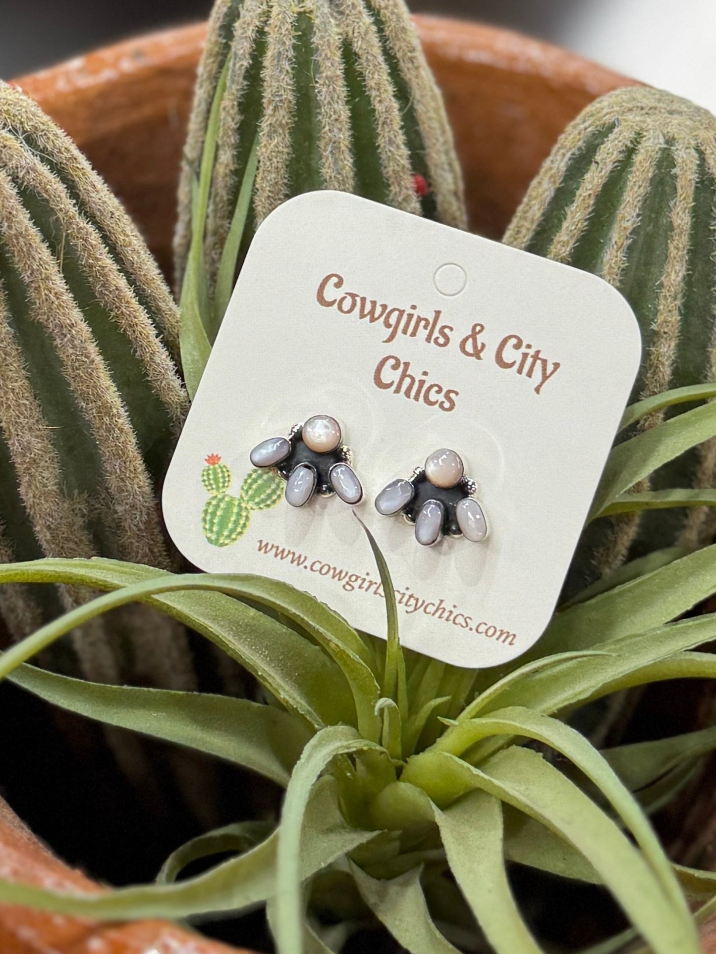 {Delta} Pink Opal Stud Earrings - Cowgirls & City Chics