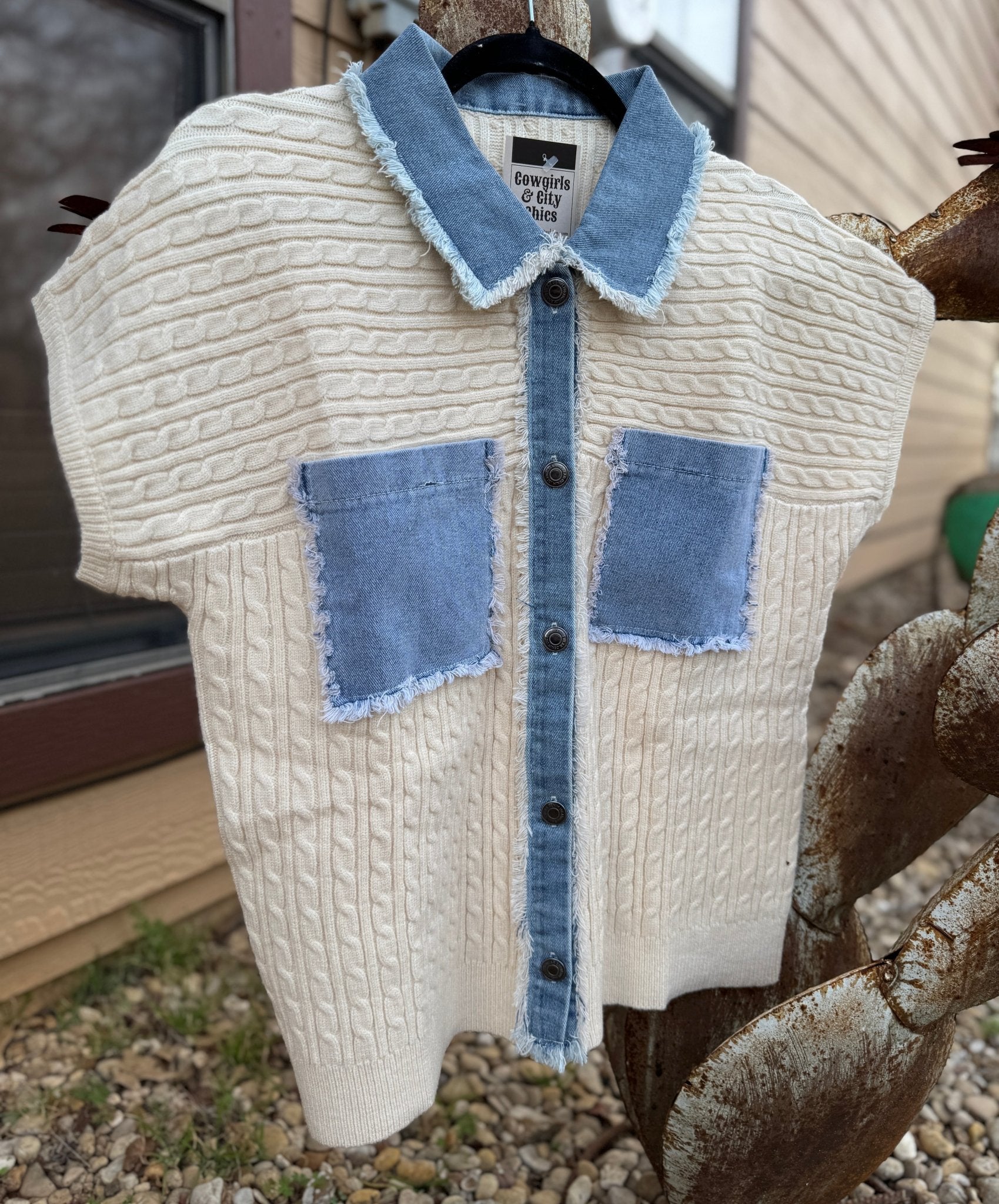 Denim Sweater Top - Cowgirls & City Chics
