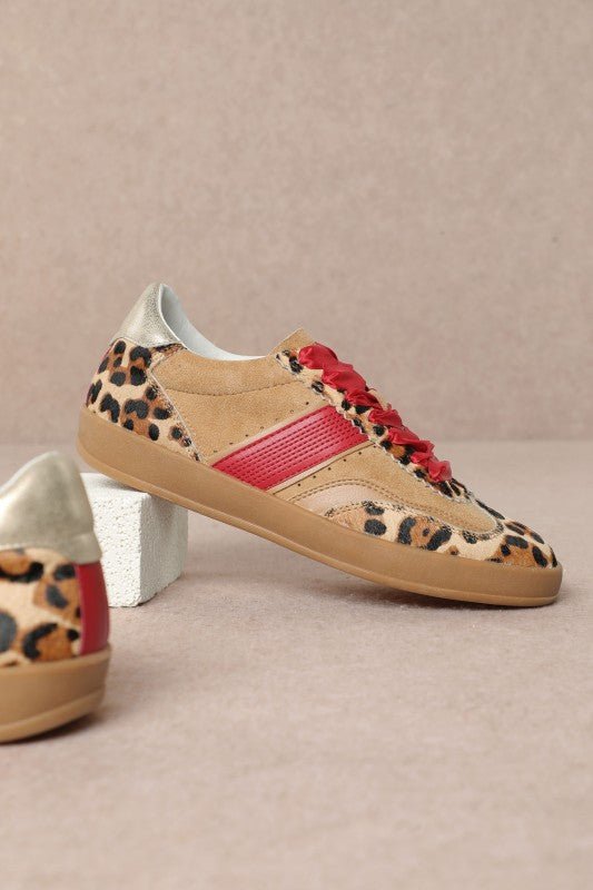 (Dixie) Leopard Ribbon Sneakers - Cowgirls & City Chics