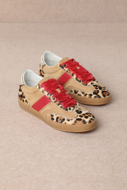 (Dixie) Leopard Ribbon Sneakers - Cowgirls & City Chics