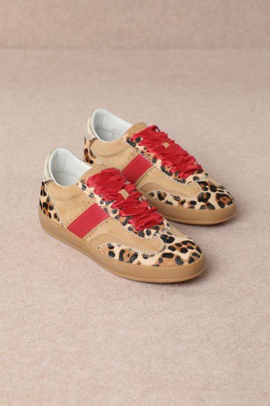 (Dixie) Leopard Ribbon Sneakers - Cowgirls & City Chics