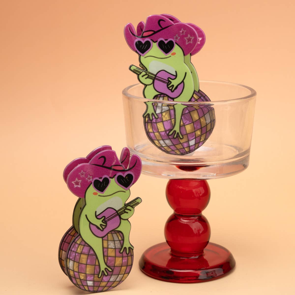 Western Cowboy Hat Frog on Disco Ball Hair Claw