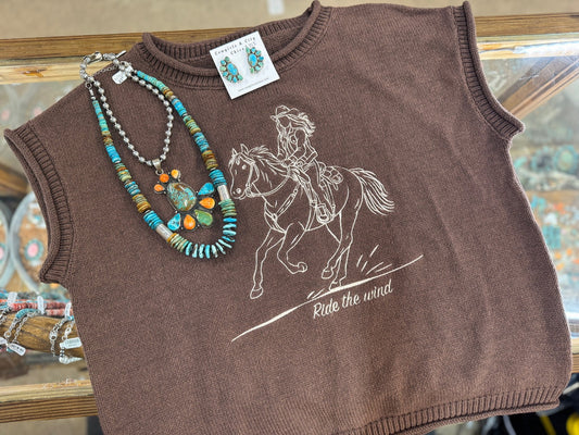 Embroidered Cowgirl Knit Top - Cowgirls & City Chics