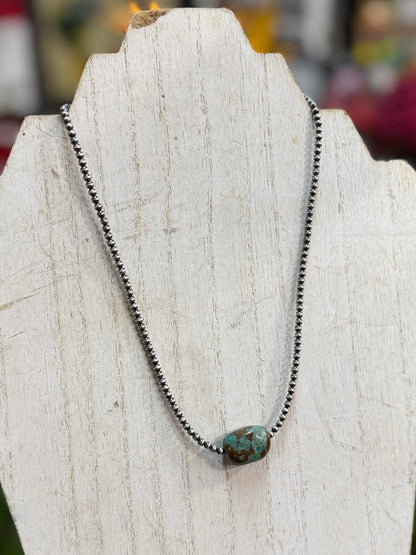 {Emma} Kingman Silver Pearl Necklace - Cowgirls & City Chics