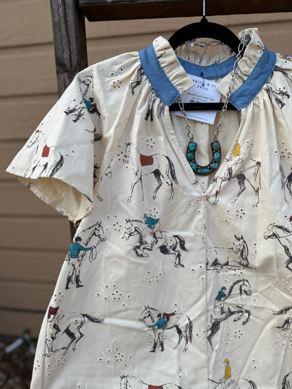 {Equestrian} Print Top - Cowgirls & City Chics