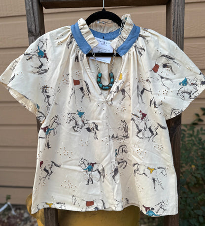{Equestrian} Print Top - Cowgirls & City Chics