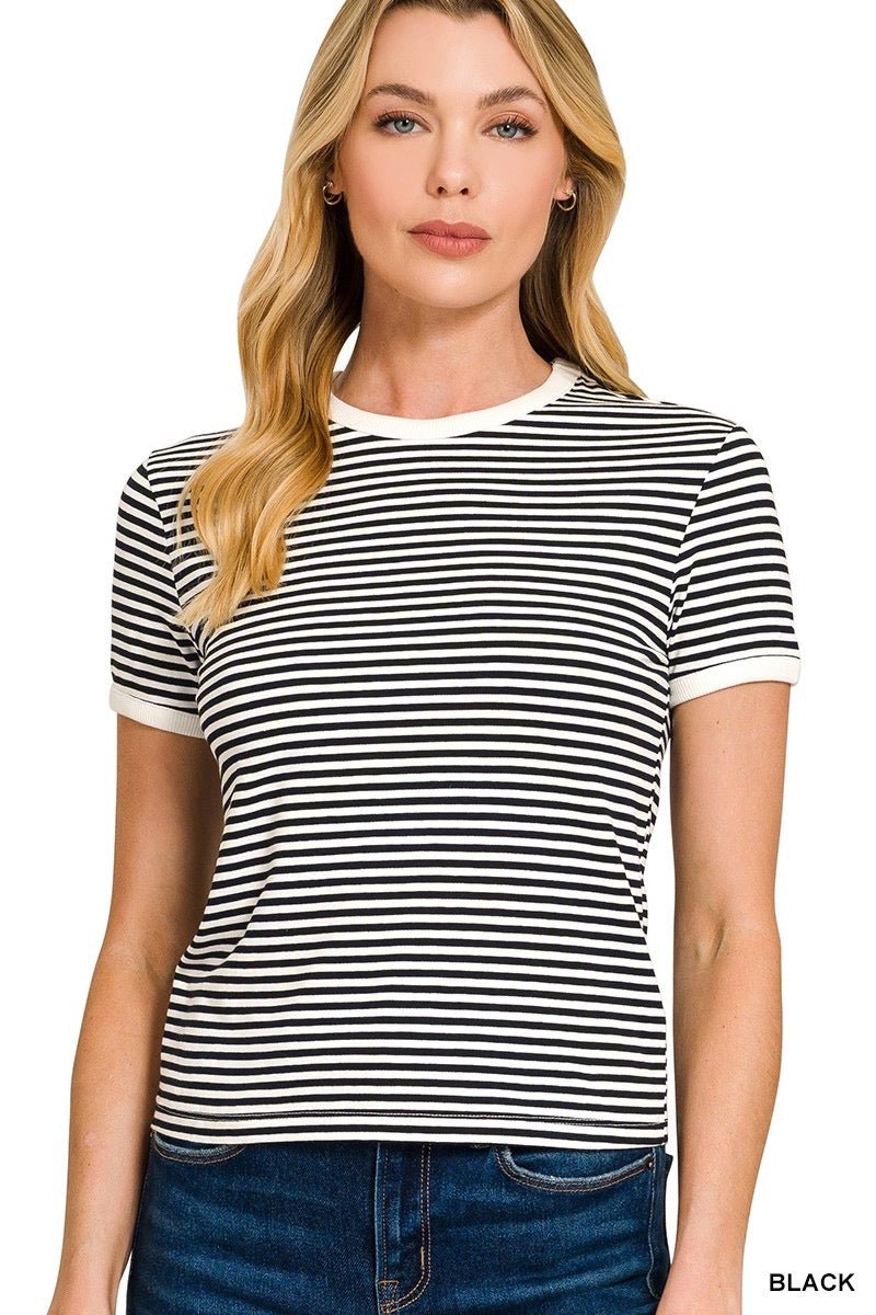 {Everyday} Black Stripe Tee - Cowgirls & City Chics