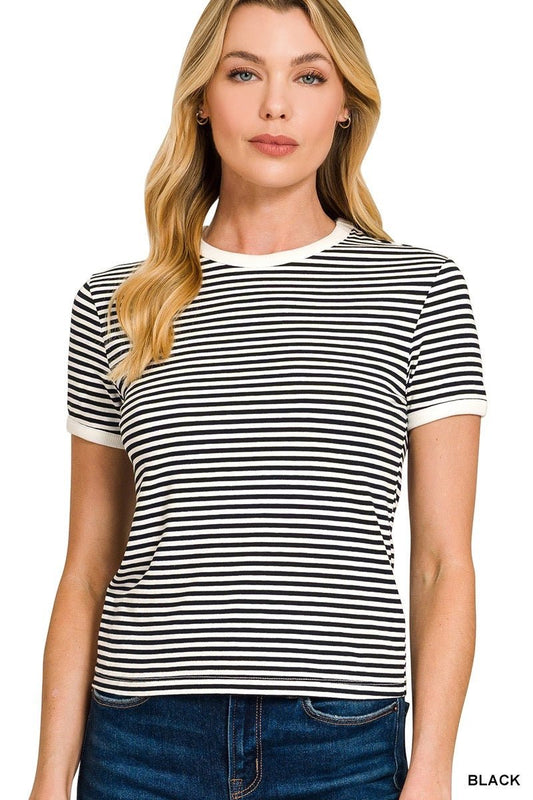 {Everyday} Black Stripe Tee - Cowgirls & City Chics