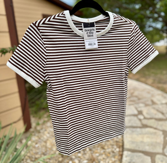{Everyday} Brown Stripe Tee - Cowgirls & City Chics