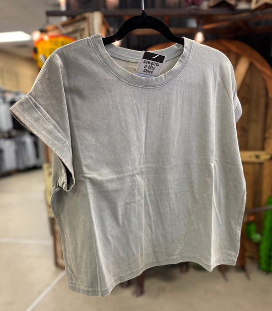 {Everyday} Sleet Washed Cuffed Tee - Cowgirls & City Chics