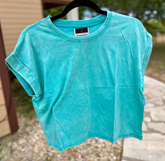{Everyday} TQ Washed Cuffed Tee - Cowgirls & City Chics