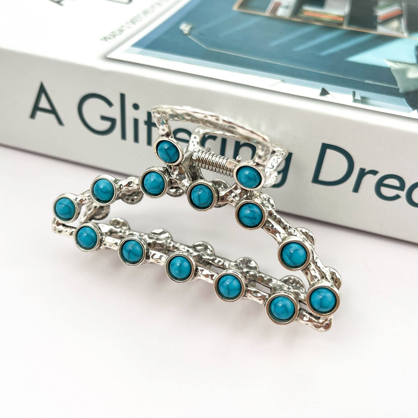 Vintage Turquoise Metal Claw Clip