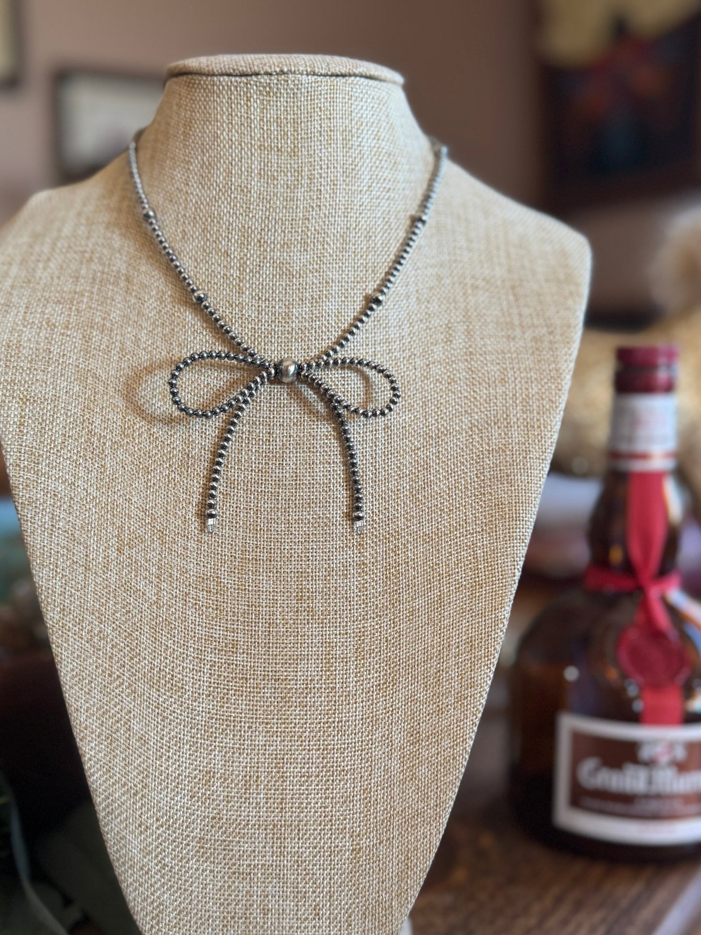 {Faith} Smaller Sterling Pearl Bow Necklace - Cowgirls & City Chics