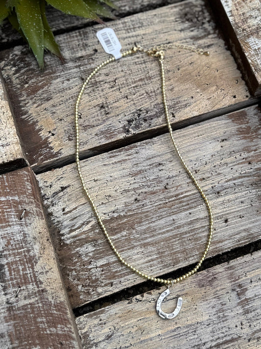 {Fancy Cowgirls} Gold & Silver Horseshoe Necklace - Cowgirls & City Chics