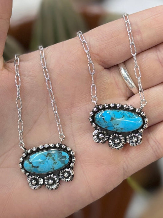 {Flower Power} Kingman Silver Necklace - Cowgirls & City Chics