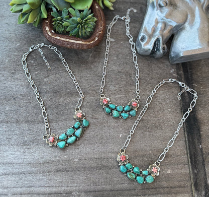 {Flower Power} Spiny & KIngman Side Necklace - Cowgirls & City Chics