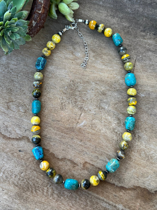 {Freer} Bumblebee Jasper & Kingman Necklace - Cowgirls & City Chics