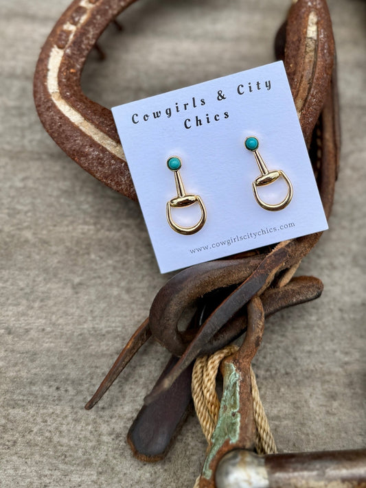 Gold Bit Earrings - Cowgirls & City Chics