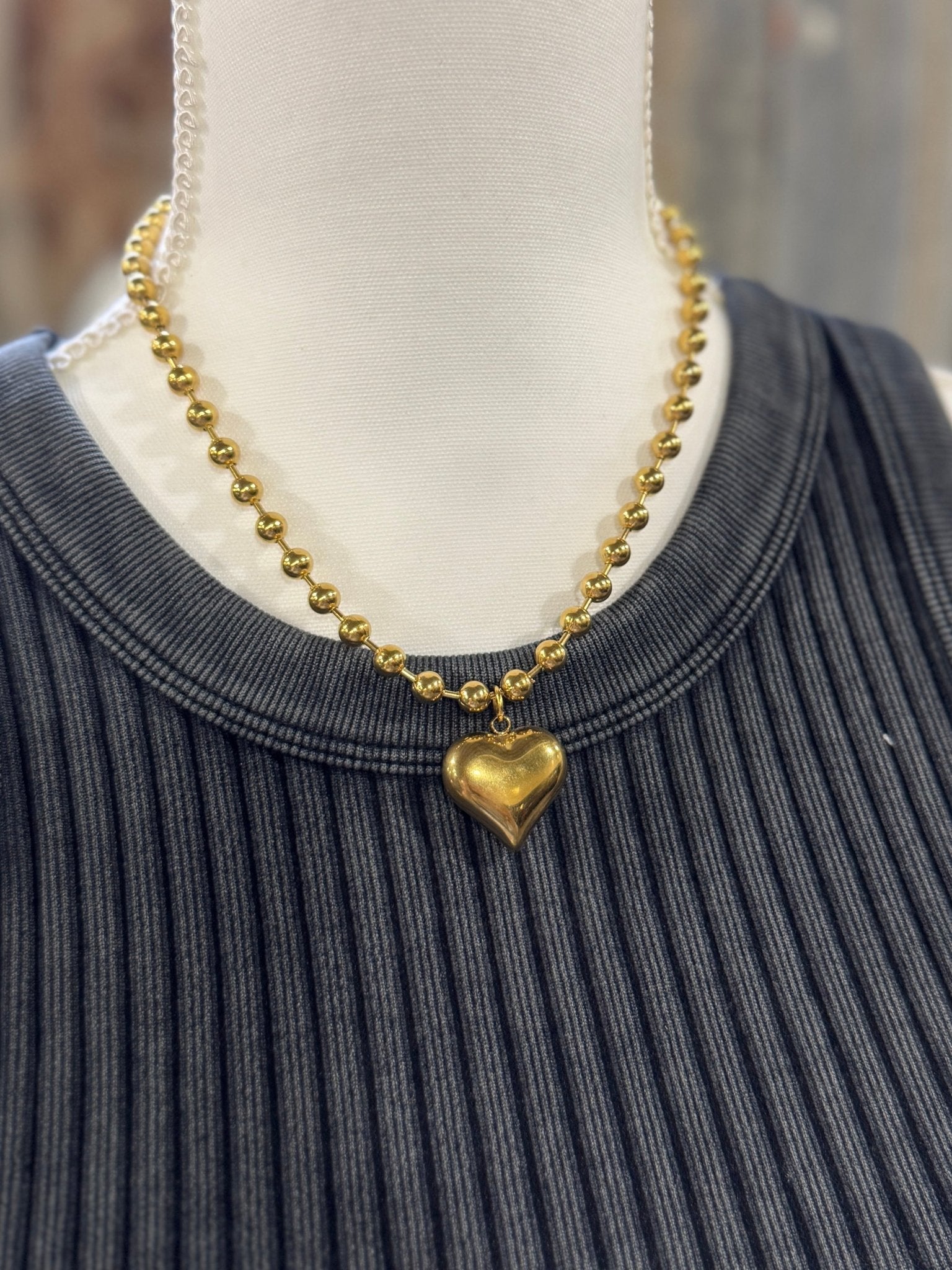 Gold Bubble Heart Necklace - Cowgirls & City Chics