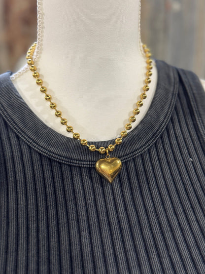 Gold Bubble Heart Necklace - Cowgirls & City Chics