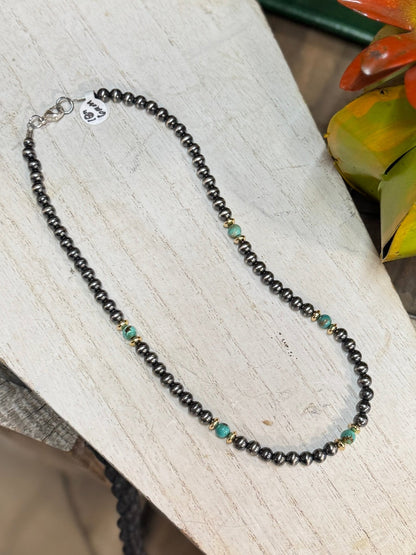 Gold Filled & Pearl, Kingman Necklace - Cowgirls & City Chics