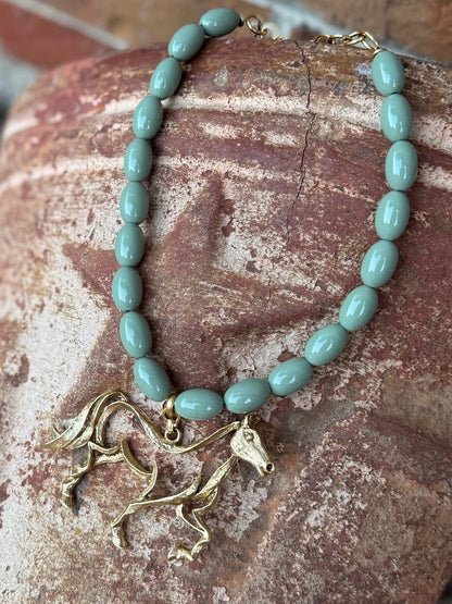 Gold Horse Beaded Necklace - Cowgirls & City Chics