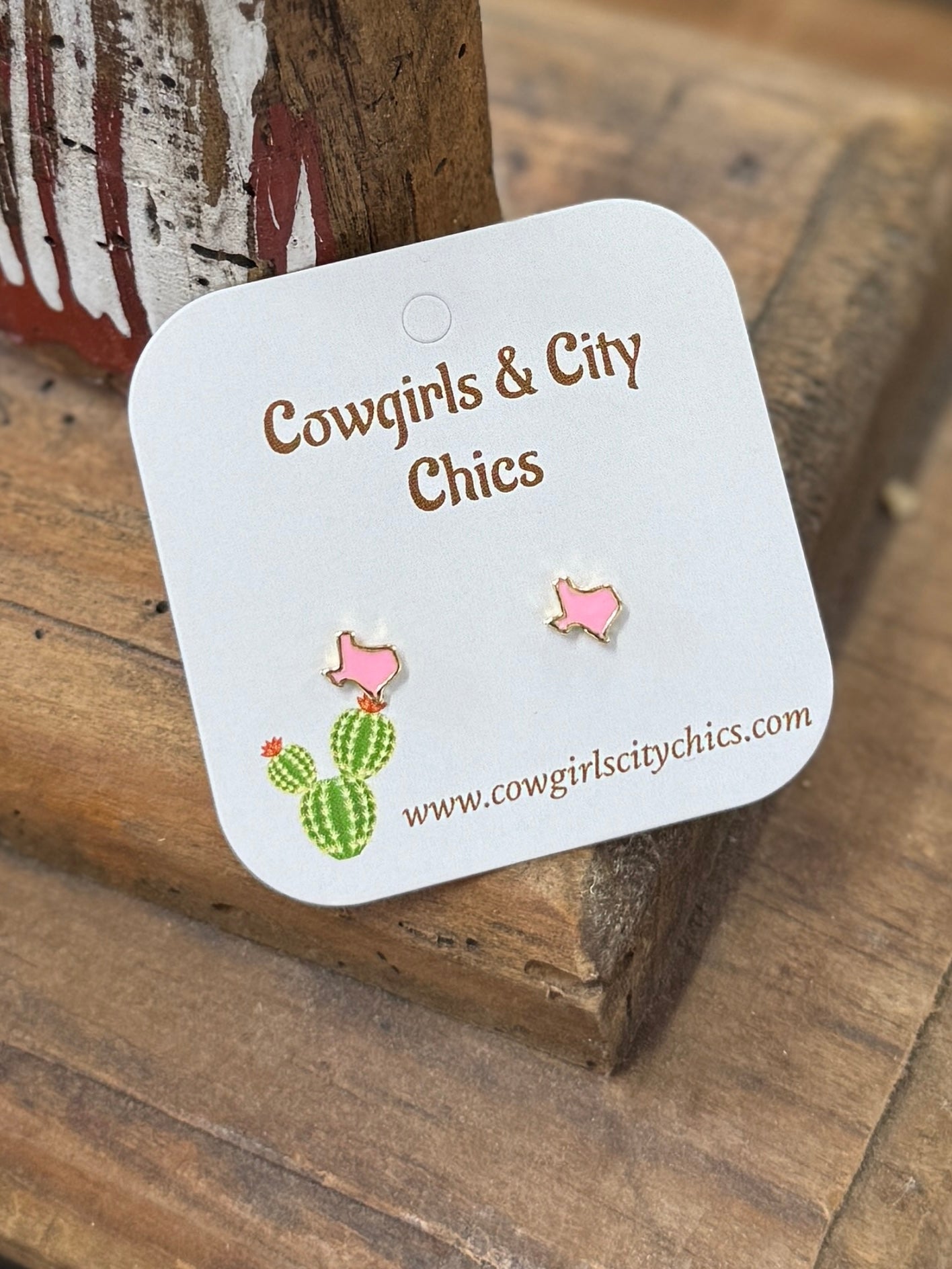 Gold Mini Enamel Texas Earrings - Cowgirls & City Chics