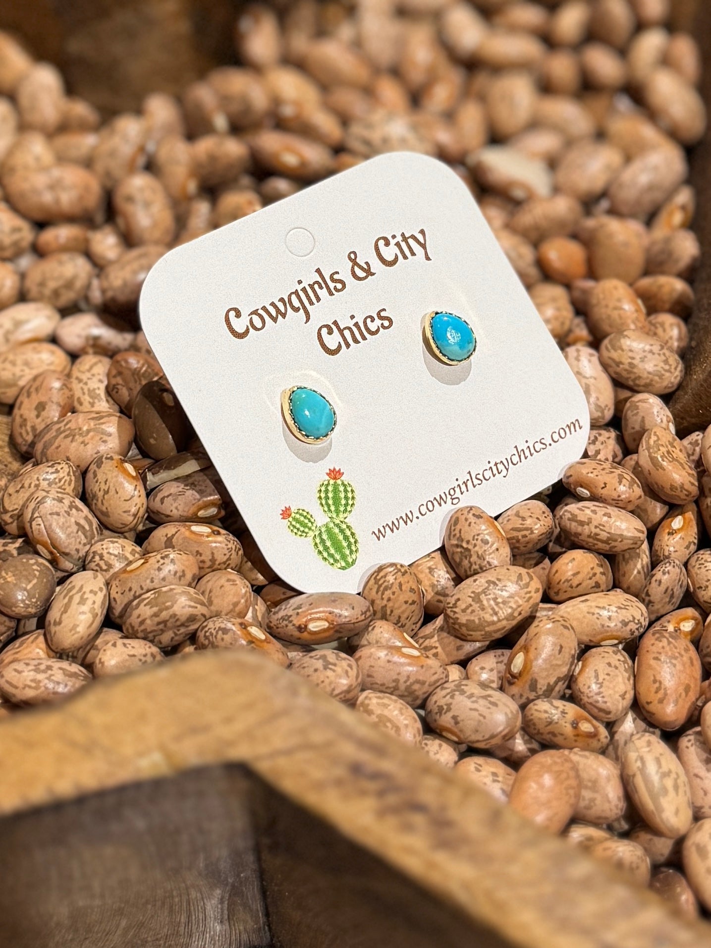 Gold & Turquoise Stud Earrings - Cowgirls & City Chics