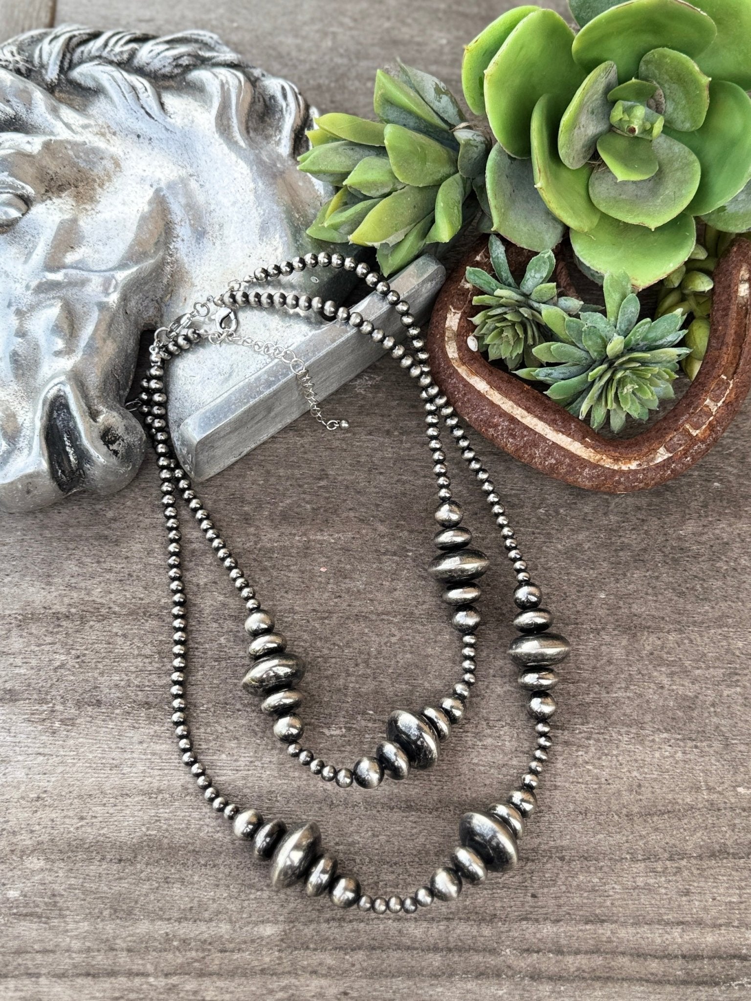 Graduated Spacer Pearl Necklace - Cowgirls & City Chics