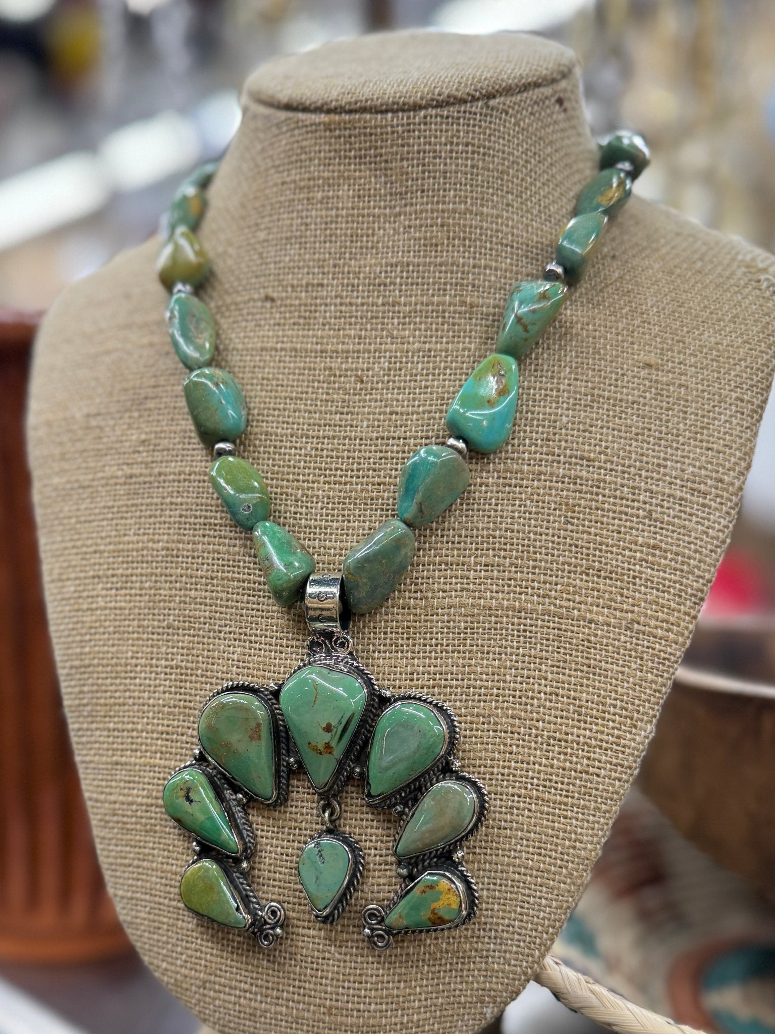 Green Kingman Blossom Necklace - Cowgirls & City Chics