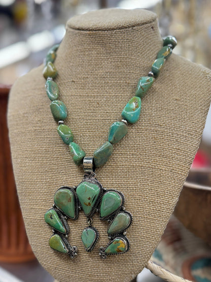 Green Kingman Blossom Necklace - Cowgirls & City Chics