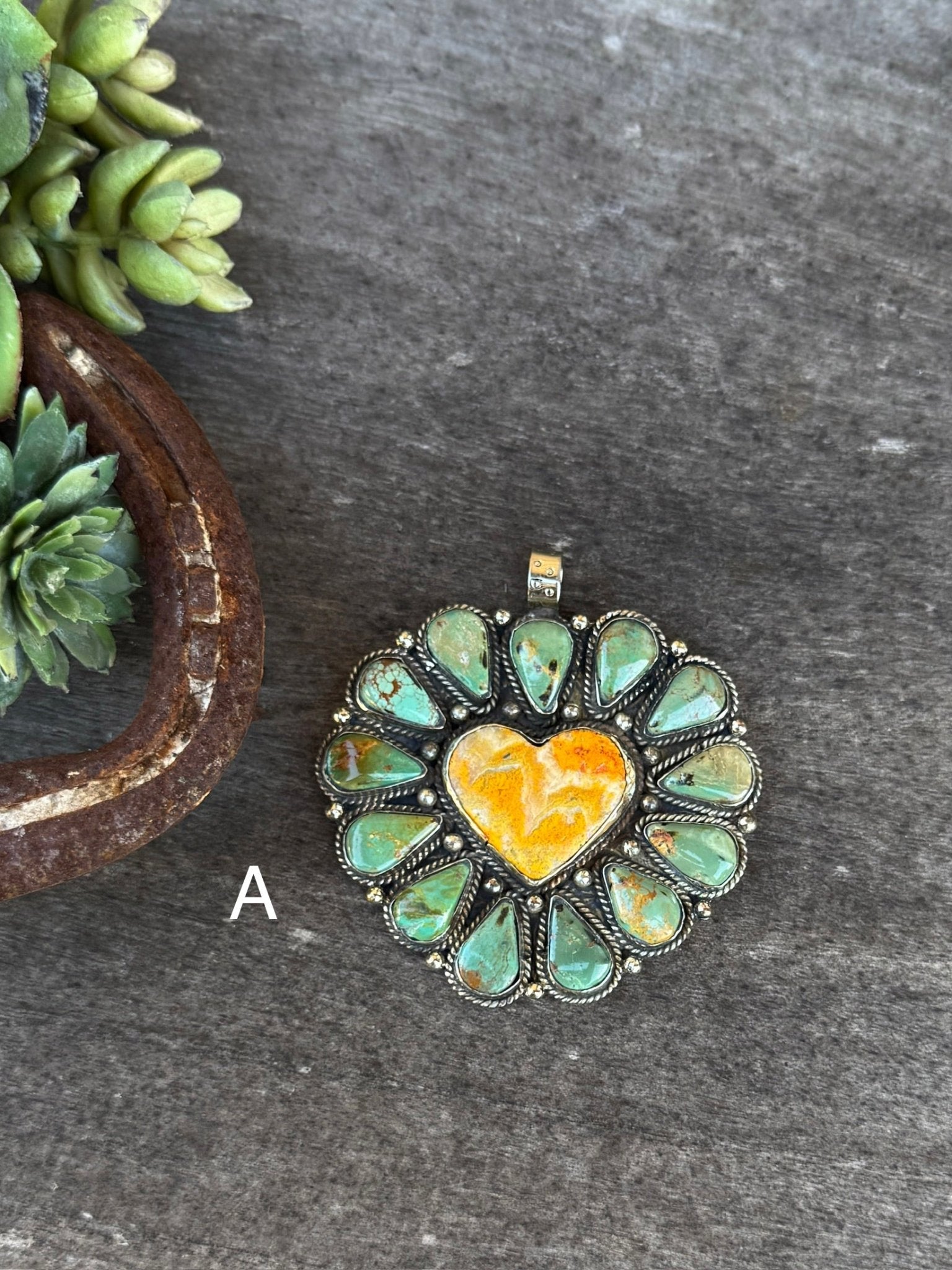 Green Kingman & Bumblebee Heart Pendent - Cowgirls & City Chics
