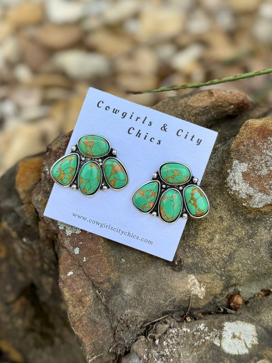 Green Stone Cluster Drop - Cowgirls & City Chics