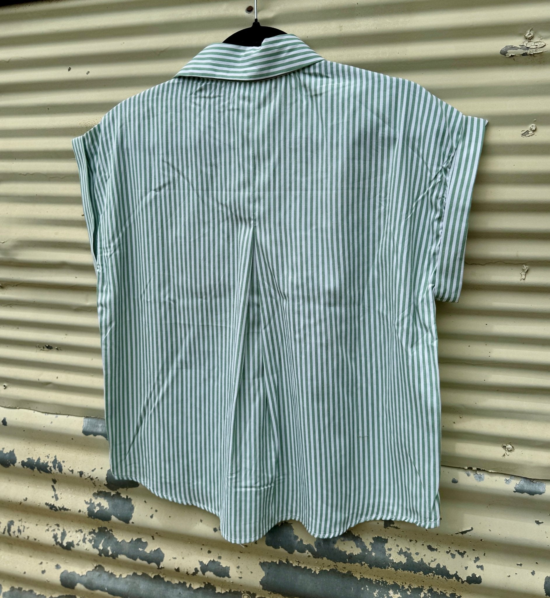 {Green} Stripe Cuff Sleeve Top - Cowgirls & City Chics