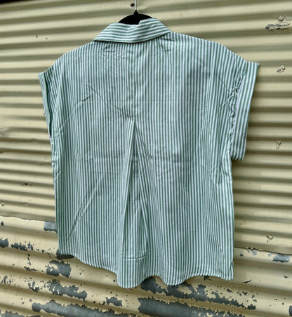 {Green} Stripe Cuff Sleeve Top - Cowgirls & City Chics