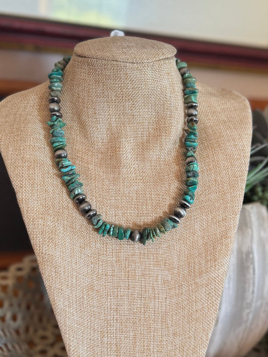 Green Turquoise Chip Pearl Necklace - Cowgirls & City Chics