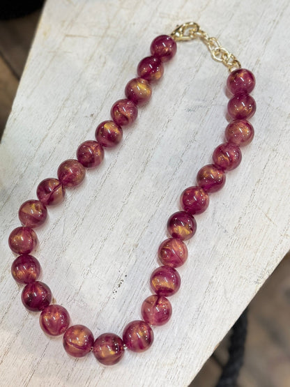 Gumball Bubble Bead "Plum" Necklace - Cowgirls & City Chics