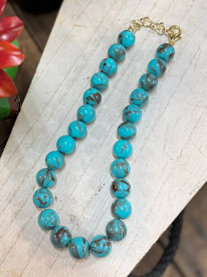 Gumball Bubble Bead "Turquoise" Necklace - Cowgirls & City Chics