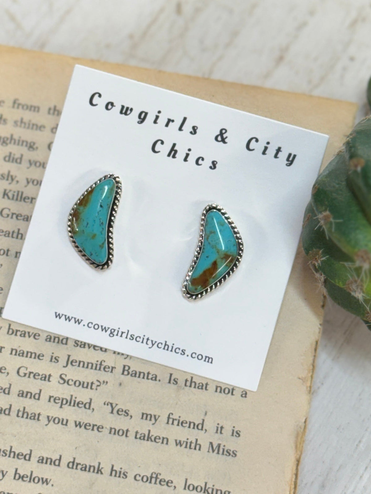Half Moon Kingman Stud Earrings - Cowgirls & City Chics