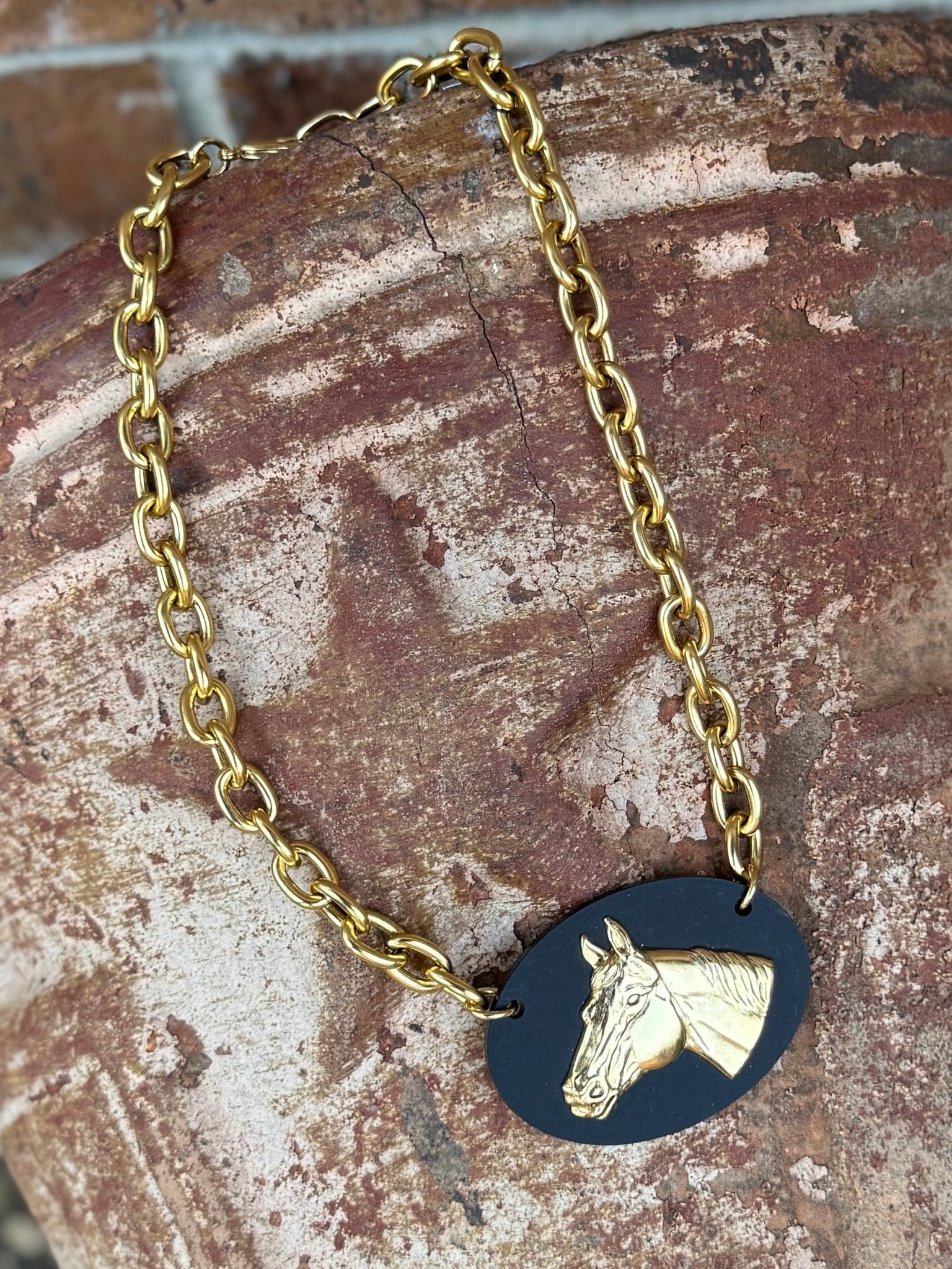 Horse Head Gold Necklace - Cowgirls & City Chics