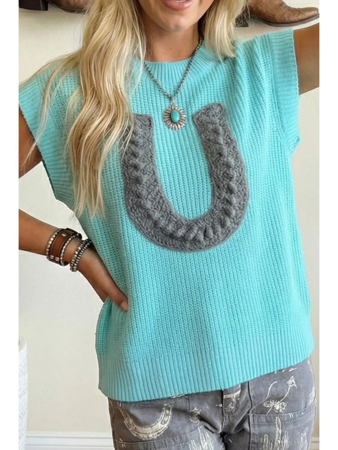 Horseshoe Knit Sweater Tank - Cowgirls & City Chics