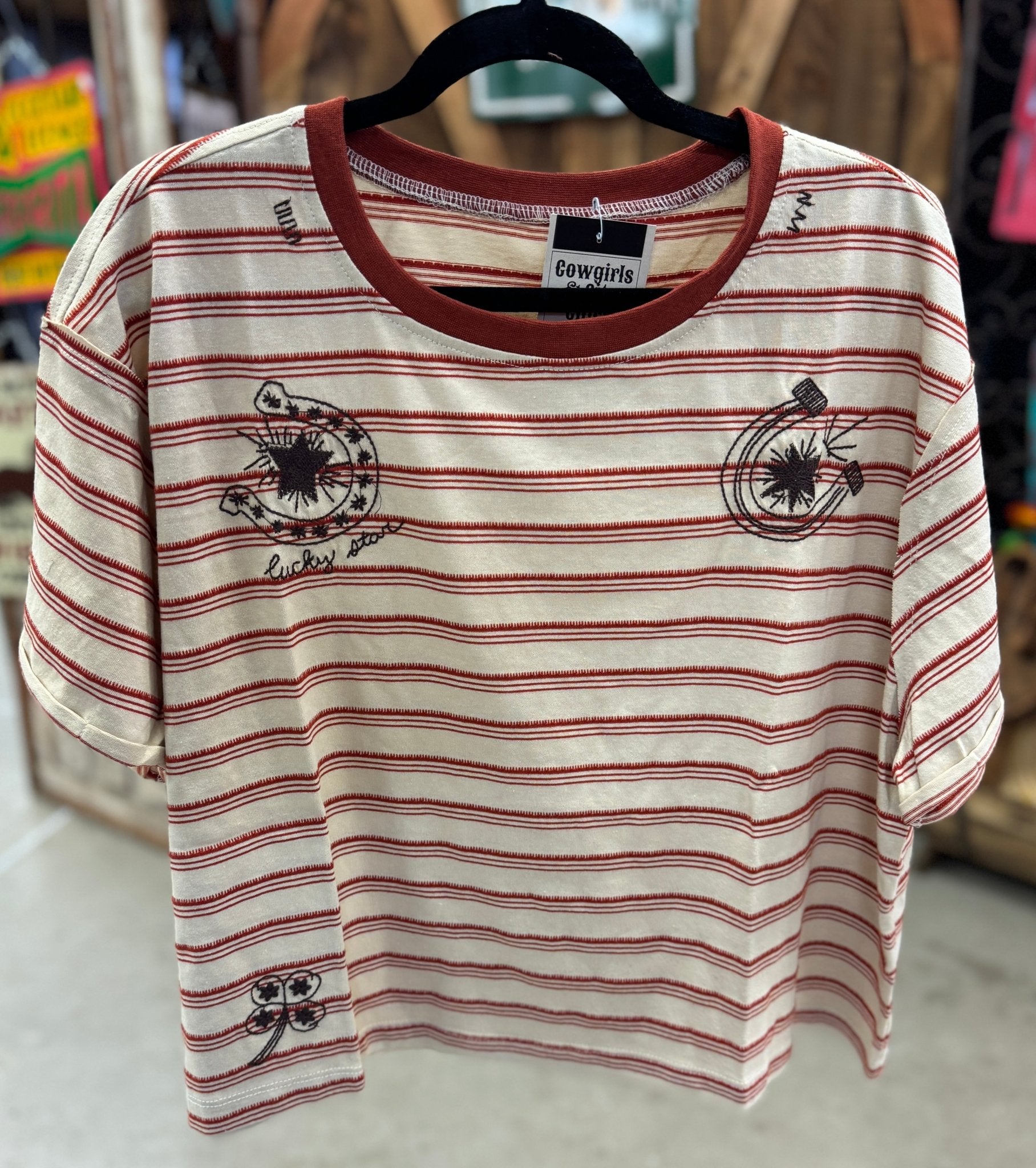 Horseshoe Stripe Tee - Cowgirls & City Chics