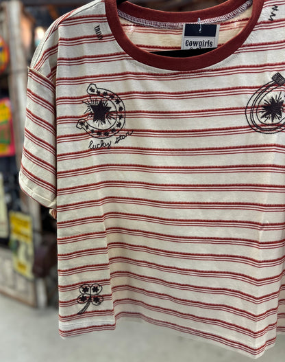 Horseshoe Stripe Tee - Cowgirls & City Chics