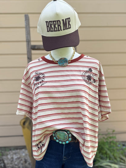 Horseshoe Stripe Tee - Cowgirls & City Chics